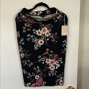 Iris Black Floral Skirt